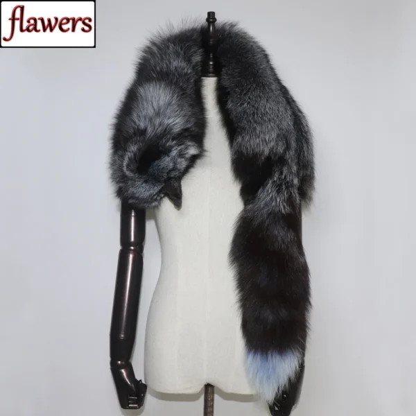 2024 New Party Luxury Brand Women Real Winter Fox Fur Scarves Natural One-Piece Fox Fur Collar Warm Soft Real Fox Fur Scarf