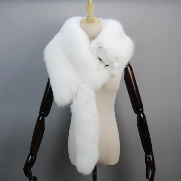 2024 Fashion Party Luxury Brand Women Real Winter Fox Fur Scarves Natural One-Piece Fox Fur Collar Warm Soft Real Fox Fur Scarf - Image 5