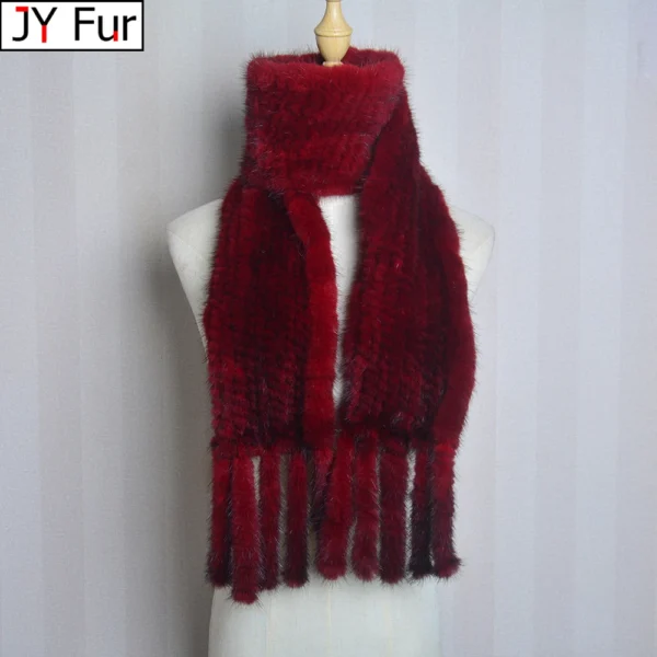 New Arrives Women Real Mink Fur Scarf Lady Fashion Knitted Genuine Mink Fur Scarves Winter Warm Natural Fur Muffle