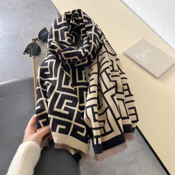 2024 Autumn and Winter Women New Thick Scarf Outdoor Keep Warm Large Long Shawl Luxury Soft Imitated Cahmere Scarf Lady 185*65cm - Image 2