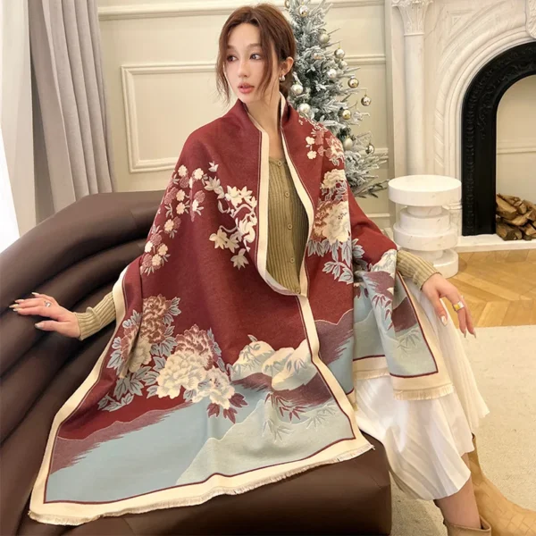 Autumn/Winter Luxury Women Scarf Imitation Cashmere Wrap Versatile Warm Tassel Large Shawl Fashion Blanket - Image 4