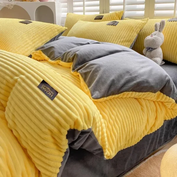 Winter Thick Solid Color Velvet Duvet Cover Warmth Double Quilt Cover Twin Queen King Comforter Cover Bedding Set 200*230 - Image 3