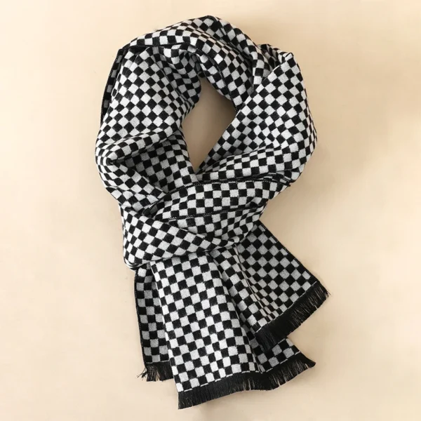 NEW Fashion Winter Men's Cotton Scarf Warm Neckerchief Patchwork Striped Scarves Soft Long Casual Male Bufanda Pashmina Shawl - Image 3