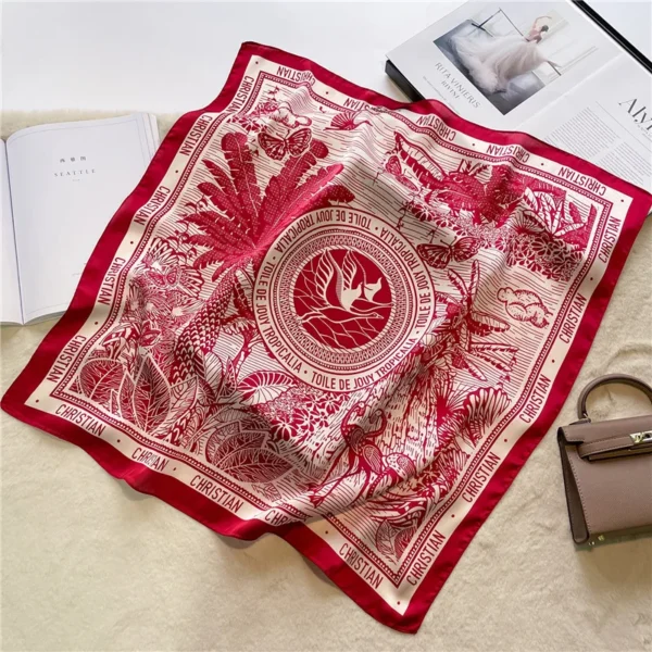 New Small Square Scarf Women's Silk Scarf 70cm Letter Printed Scarf Square Shoulder Scarf Wholesale Headscarf Hair Accessories - Image 6