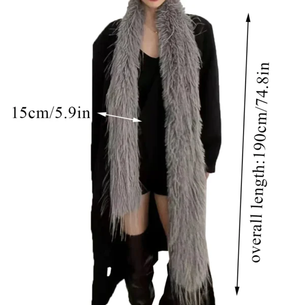 Winter Fluffy Scarf Women's Retro Tassel Versatile Neck Warm Personality Long Comfortable Emo Scarf Luxury Classic Soft Shawl - Image 3