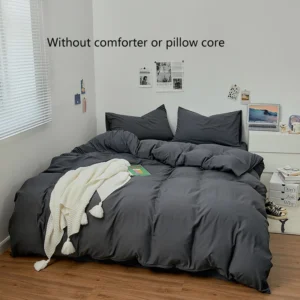 Light luxury style minimalist solid color skin friendly matte bedding set of3 pcs without core, 1duvet cover and2 pillow covers